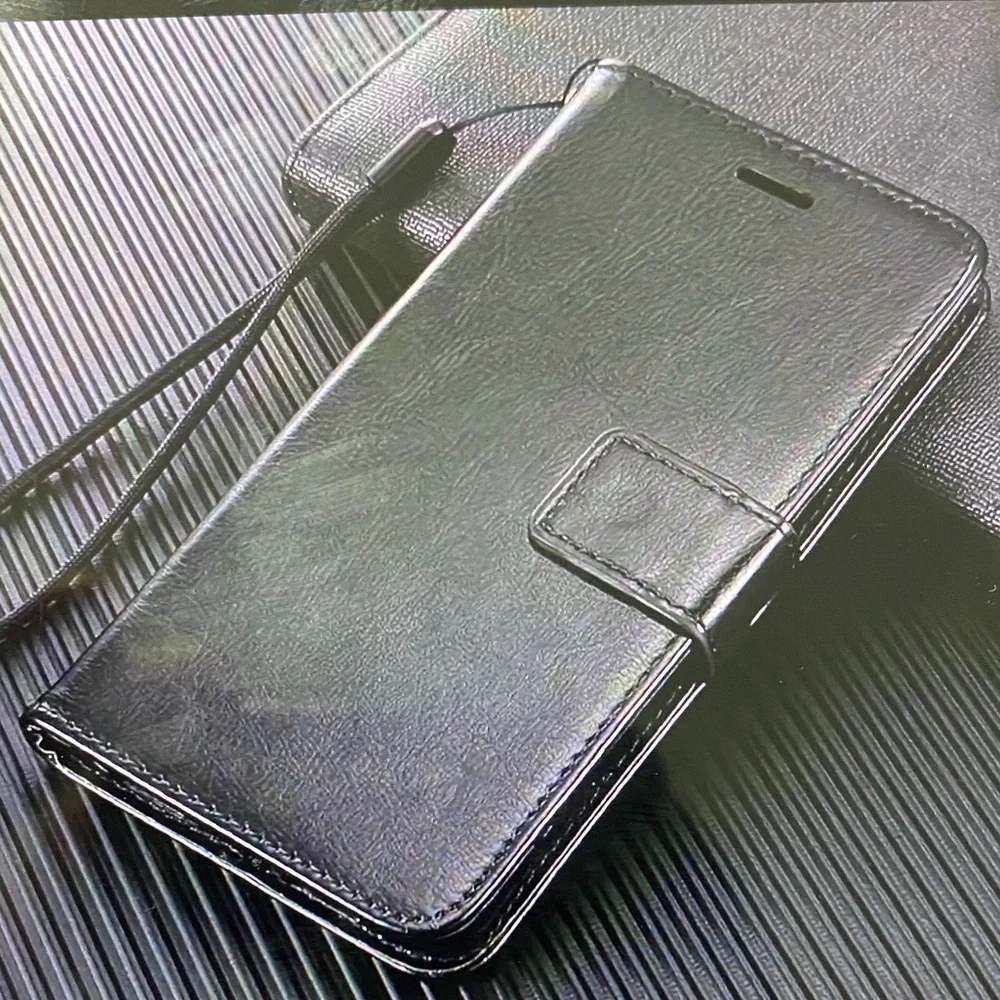Black Leather Phone Wallet Case